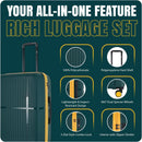 GALA 3-Piece Luggage Set – Polypropylene Hardshell, Lightweight, 360° Dual Spinning Wheels, Combo Lock - 20", 24", 28" - Army Green