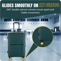 GALA 3-Piece Luggage Set – Polypropylene Hardshell, Lightweight, 360° Dual Spinning Wheels, Combo Lock - 20", 24", 28" - Army Green