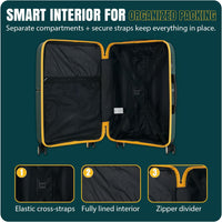 GALA 3-Piece Luggage Set – Polypropylene Hardshell, Lightweight, 360° Dual Spinning Wheels, Combo Lock - 20", 24", 28" - Army Green