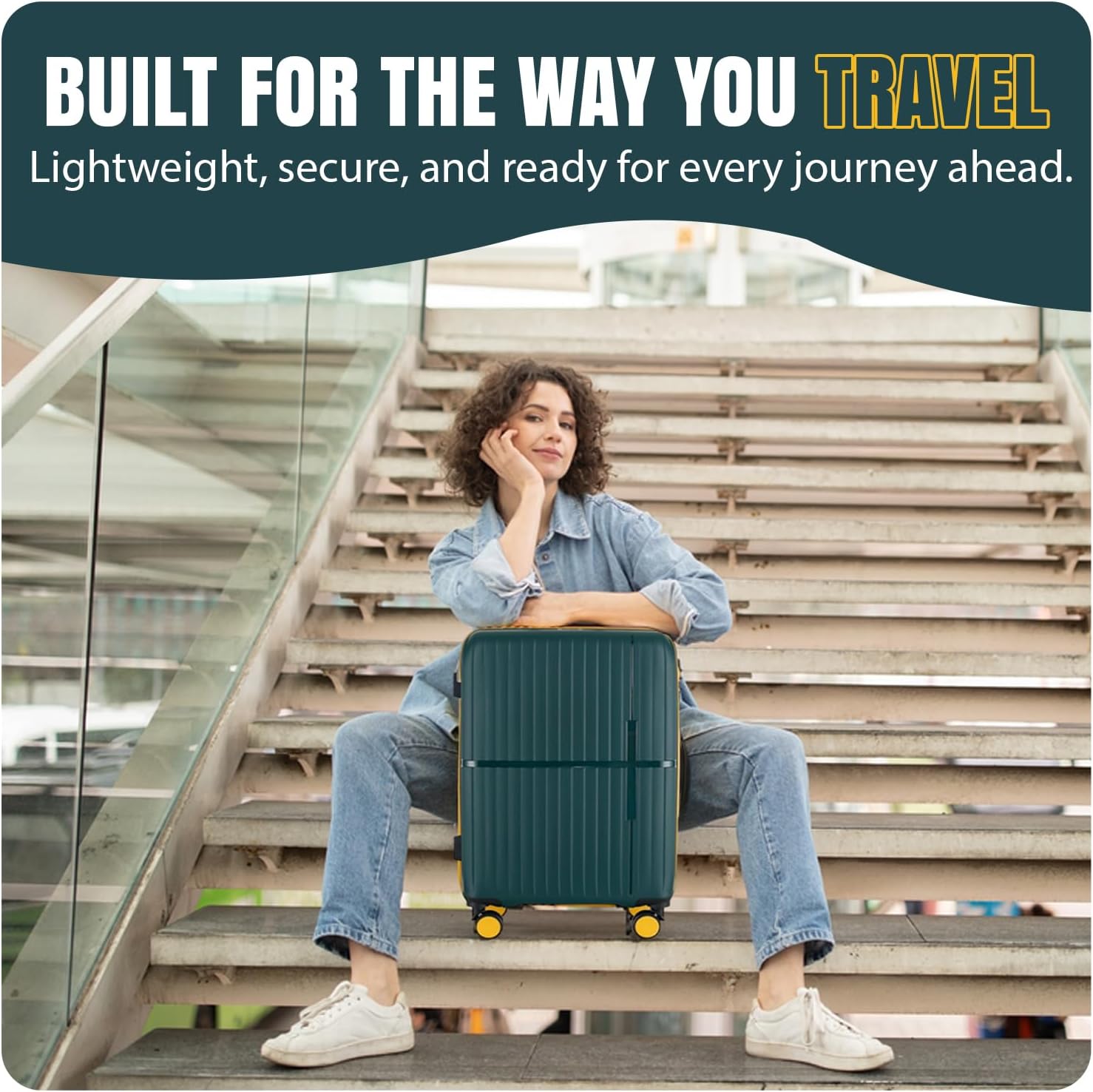 GALA 3-Piece Luggage Set – Polypropylene Hardshell, Lightweight, 360° Dual Spinning Wheels, Combo Lock - 20", 24", 28" - Army Green