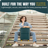 GALA 3-Piece Luggage Set – Polypropylene Hardshell, Lightweight, 360° Dual Spinning Wheels, Combo Lock - 20", 24", 28" - Army Green