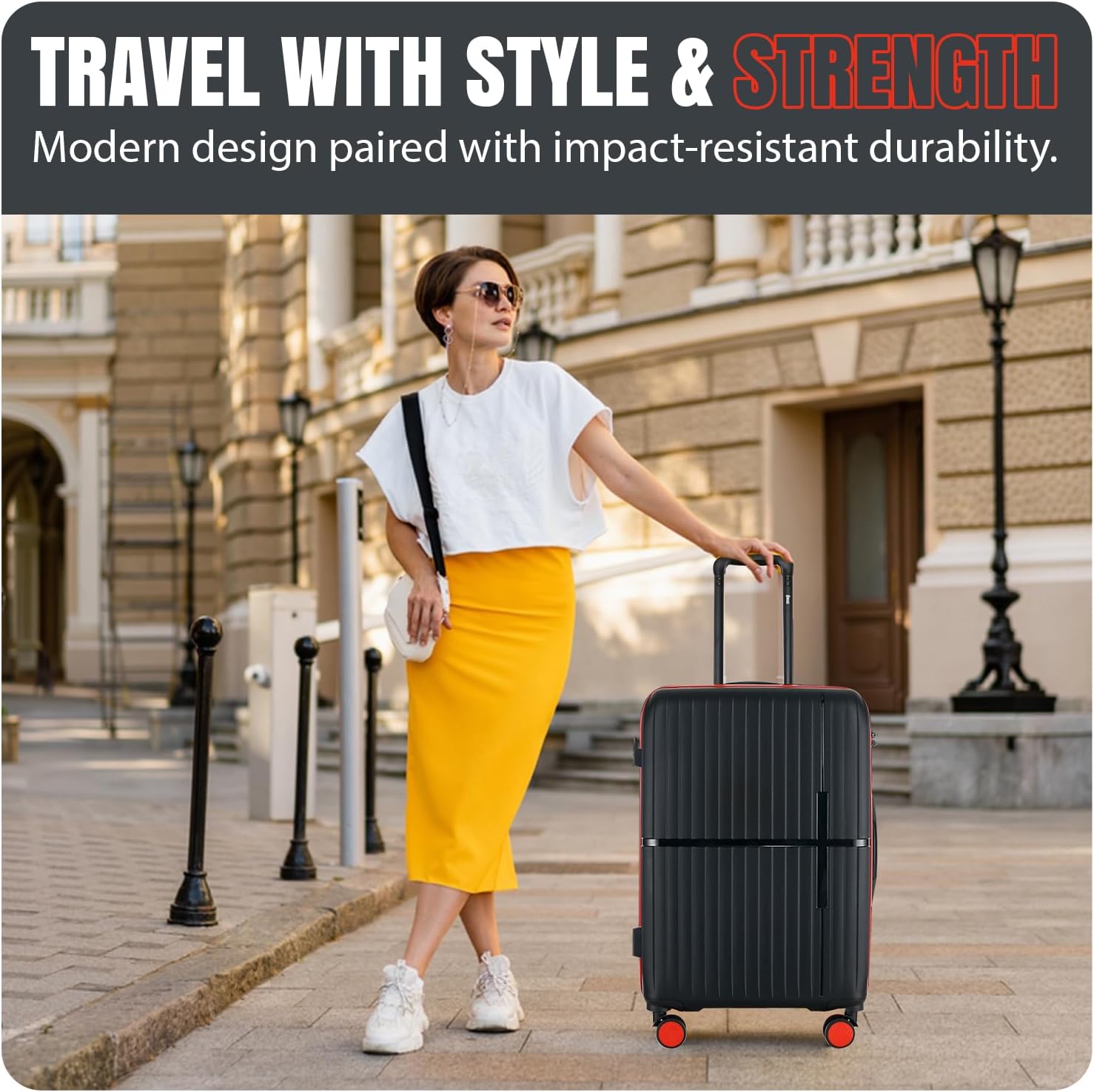 GALA 3-Piece Luggage Set – Polypropylene Hardshell, Lightweight, 360° Dual Spinning Wheels, Combo Lock - 20", 24", 28"