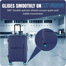 GALA 3-Piece Luggage Set – Polypropylene Hardshell, Lightweight, 360° Dual Spinning Wheels, Combo Lock - 20", 24", 28" - Navy Sky Blue