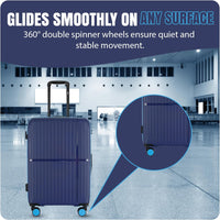 GALA 3-Piece Luggage Set – Polypropylene Hardshell, Lightweight, 360° Dual Spinning Wheels, Combo Lock - 20", 24", 28" - Navy Sky Blue