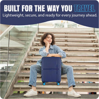 GALA 3-Piece Luggage Set – Polypropylene Hardshell, Lightweight, 360° Dual Spinning Wheels, Combo Lock - 20", 24", 28" - Navy Sky Blue