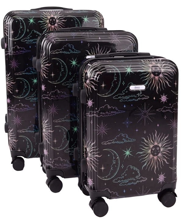 Leila ABS Hard shell Lightweight 360 Dual Spinning Wheels Combo Lock 28", 24", 20" 3 Piece Luggage Set (Cosmos)