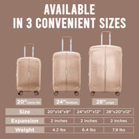 IZOD Mateo Travel 3 Piece Luggage Set - Durable ABS Hard Shell with 360° Wheels and Combo Lock