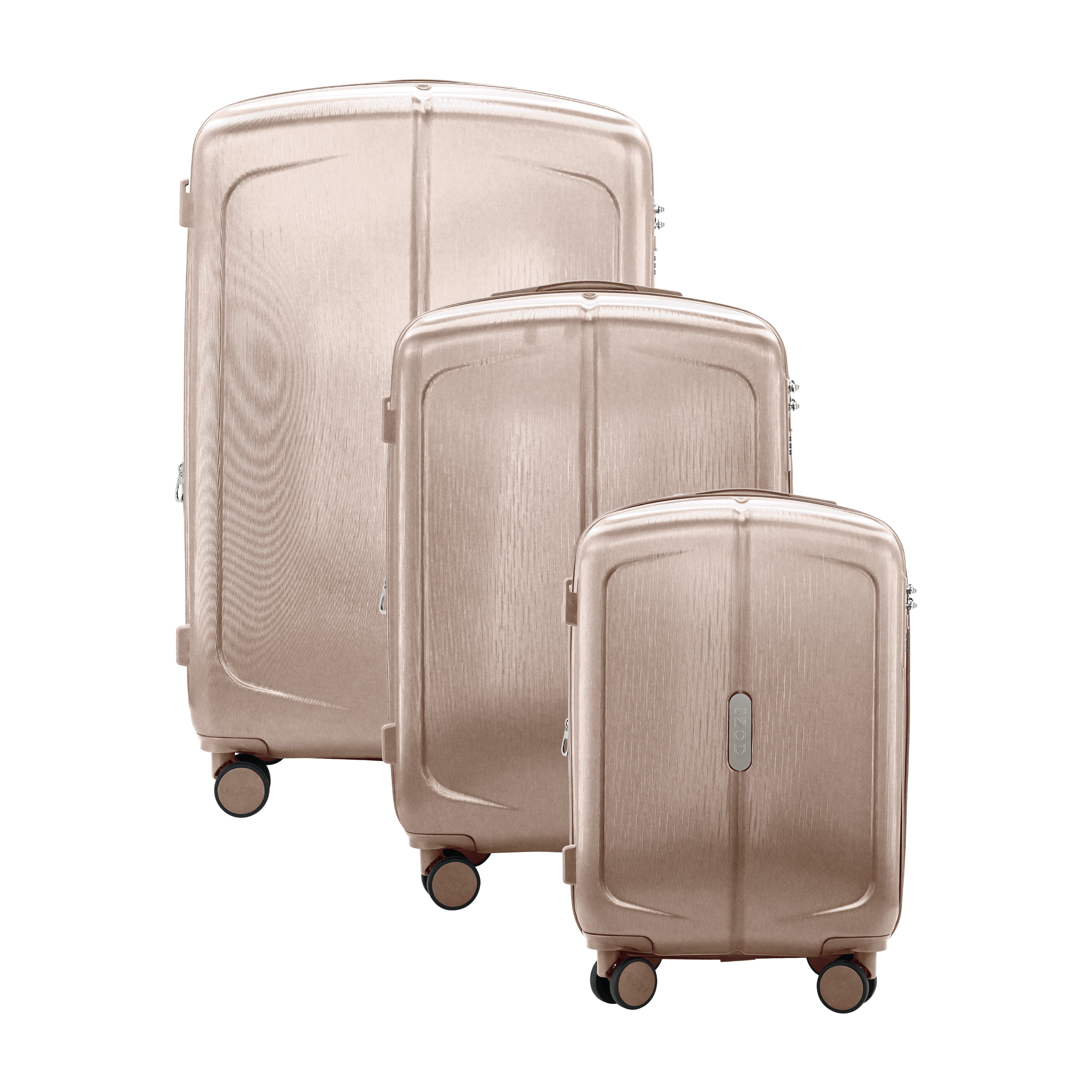 IZOD Mateo Travel 3 Piece Luggage Set - Durable ABS Hard Shell with 360° Wheels and Combo Lock