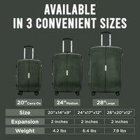 IZOD Mateo Travel 3 Piece Luggage Set - Durable ABS Hard Shell with 360° Wheels and Combo Lock