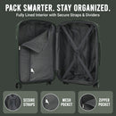 IZOD Mateo Travel 3 Piece Luggage Set - Durable ABS Hard Shell with 360° Wheels and Combo Lock