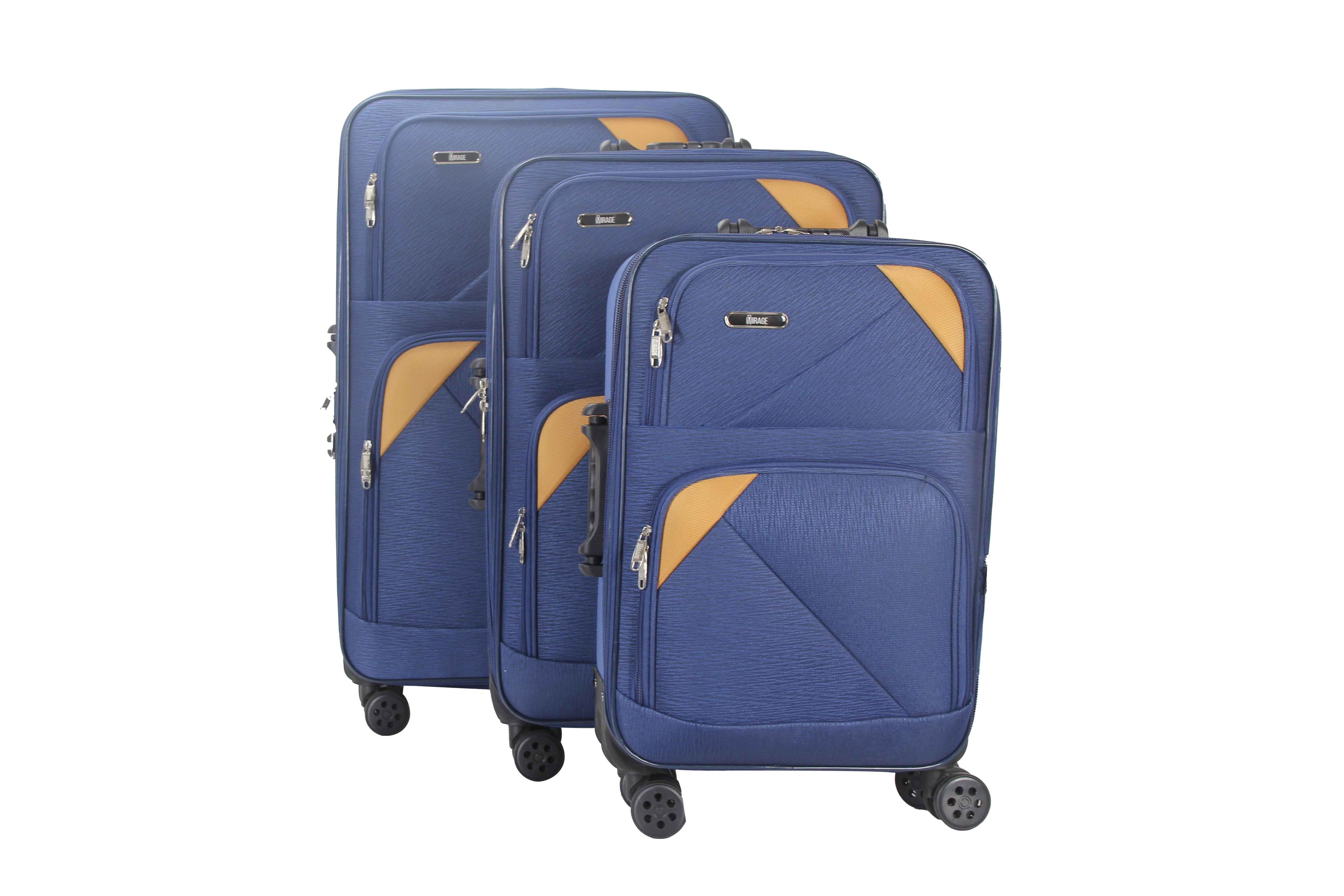 Mia Soft Shell Lightweight Expandable 360 Dual Spinning Wheels Combo Lock 28", 24", 20" 3 Piece Luggage Set