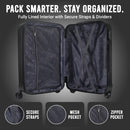 IZOD Zane Expandable ABS Hard shell Lightweight 360 Dual Spinning Wheels Combo Lock 28", 24", 20" 3 Piece Luggage Set