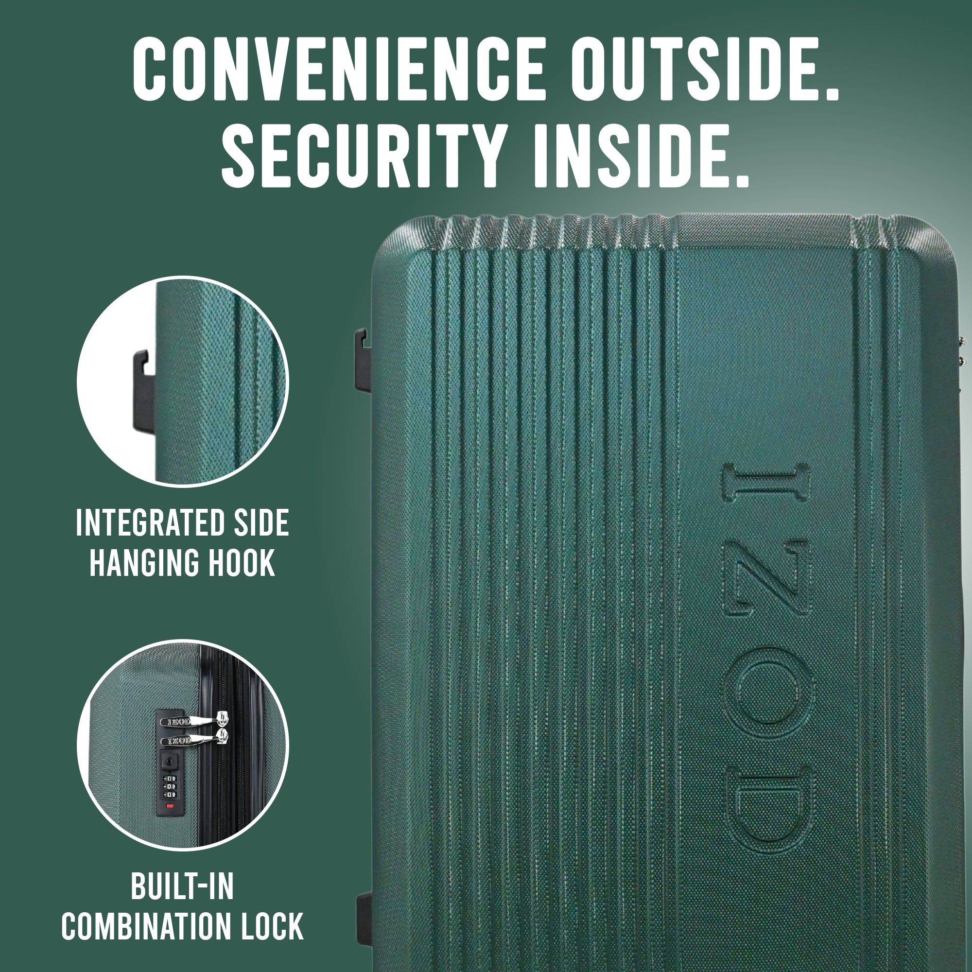 IZOD Zane Expandable ABS Hard shell Lightweight 360 Dual Spinning