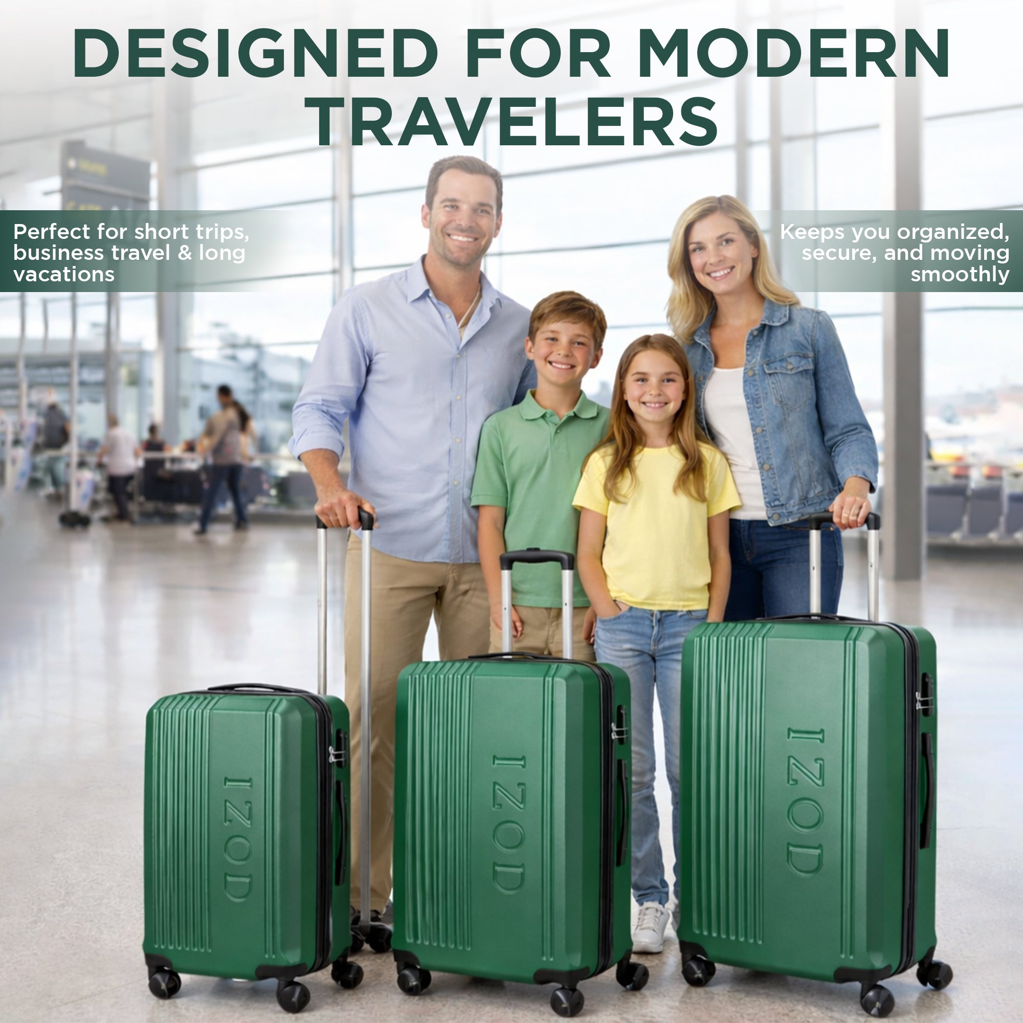 IZOD Zane Expandable ABS Hard shell Lightweight 360 Dual Spinning Wheels Combo Lock 28", 24", 20" 3 Piece Luggage Set