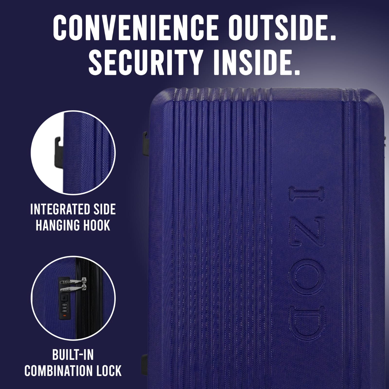 IZOD Zane Expandable ABS Hard shell Lightweight 360 Dual Spinning Wheels Combo Lock 28", 24", 20" 3 Piece Luggage Set