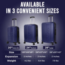IZOD Zane Expandable ABS Hard shell Lightweight 360 Dual Spinning Wheels Combo Lock 28", 24", 20" 3 Piece Luggage Set