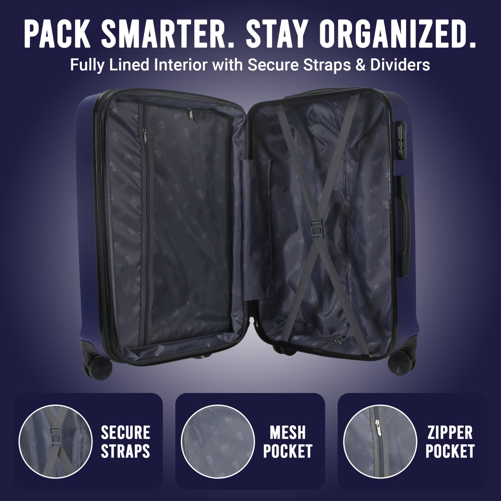IZOD Zane Expandable ABS Hard shell Lightweight 360 Dual Spinning Wheels Combo Lock 28", 24", 20" 3 Piece Luggage Set
