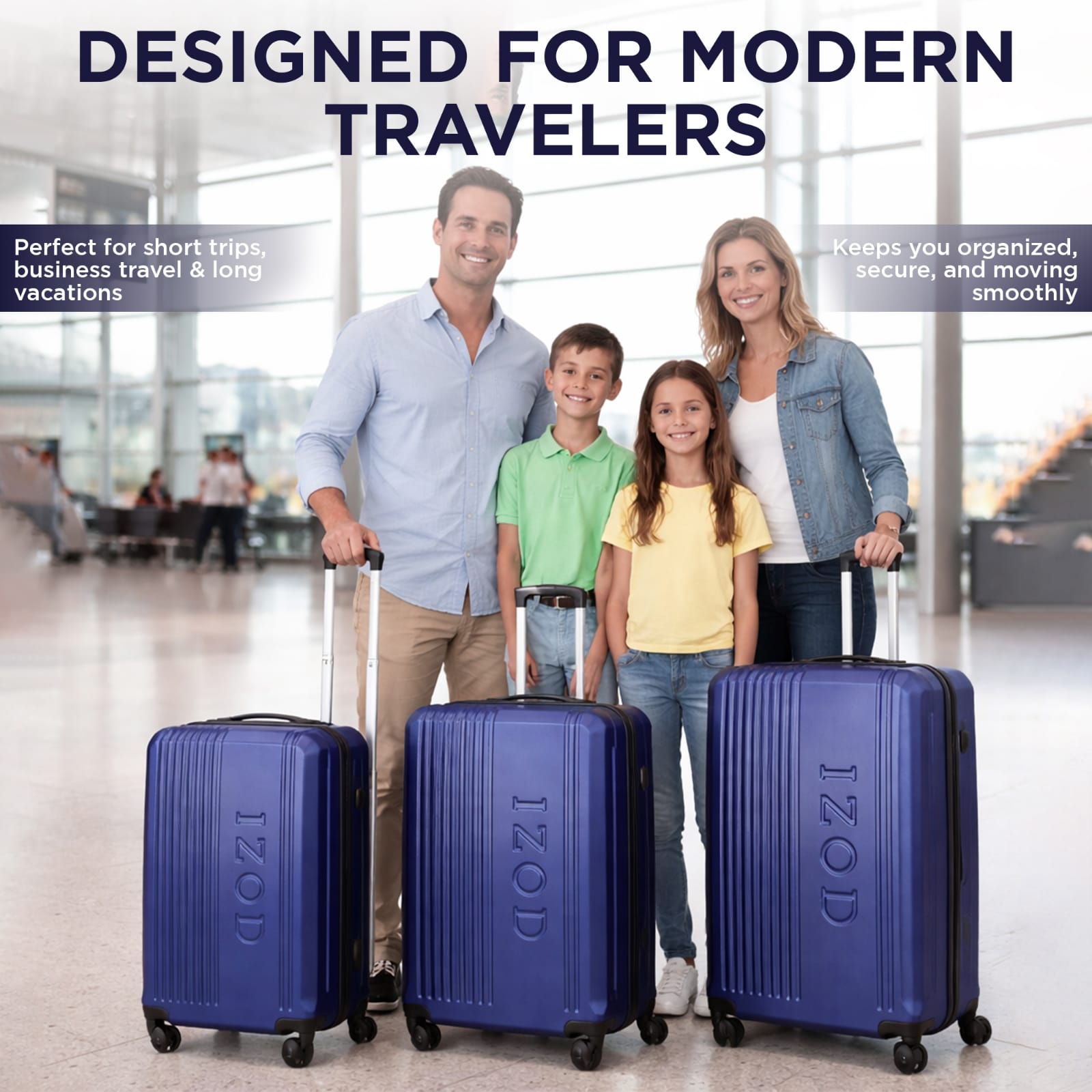 IZOD Zane Expandable ABS Hard shell Lightweight 360 Dual Spinning Wheels Combo Lock 28", 24", 20" 3 Piece Luggage Set