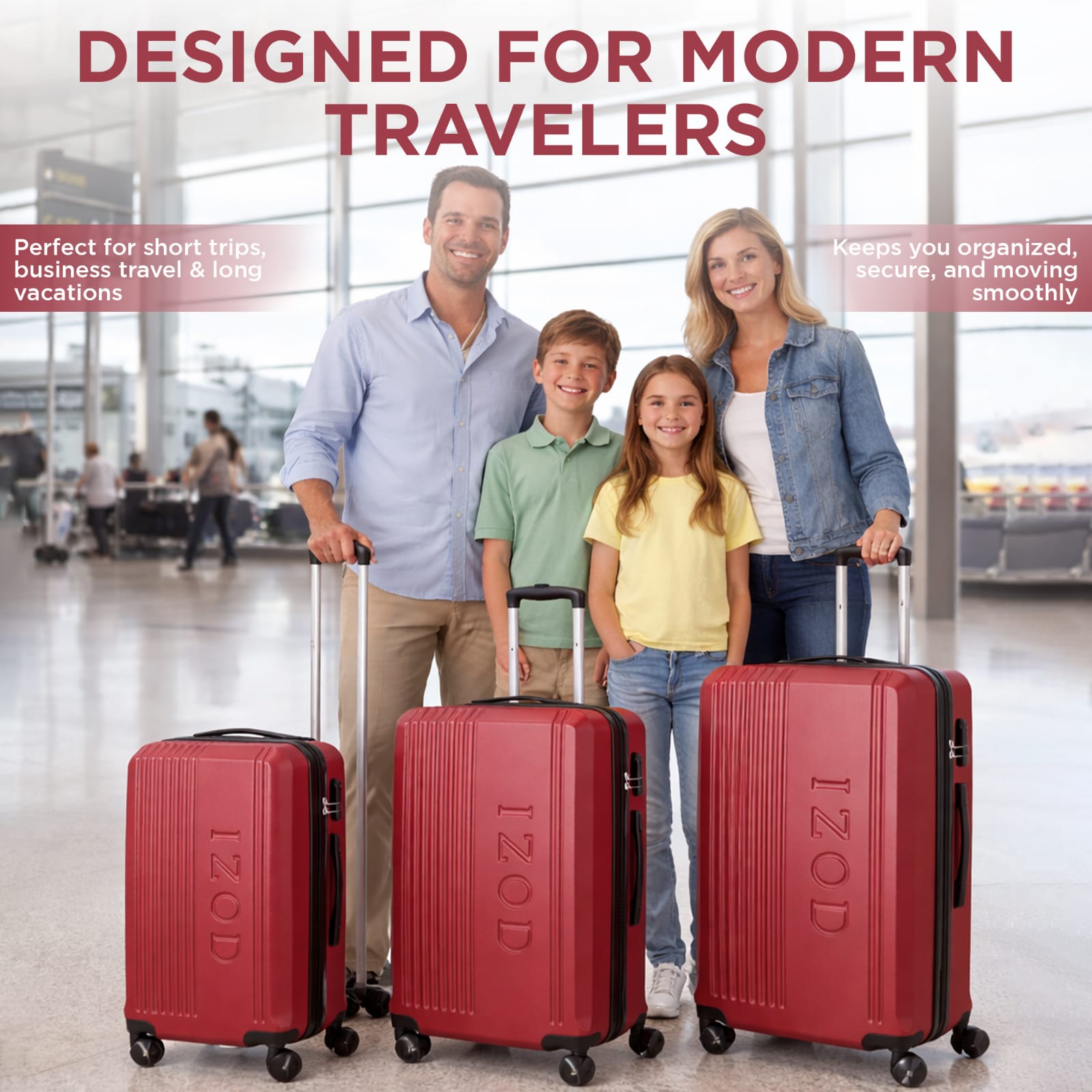 IZOD Zane Expandable ABS Hard shell Lightweight 360 Dual Spinning Wheels Combo Lock 28", 24", 20" 3 Piece Luggage Set