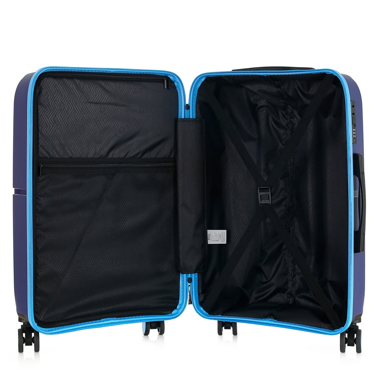 GALA 3-Piece Luggage Set – Polypropylene Hardshell, Lightweight, 360° Dual Spinning Wheels, Combo Lock - 20", 24", 28" - Navy Sky Blue