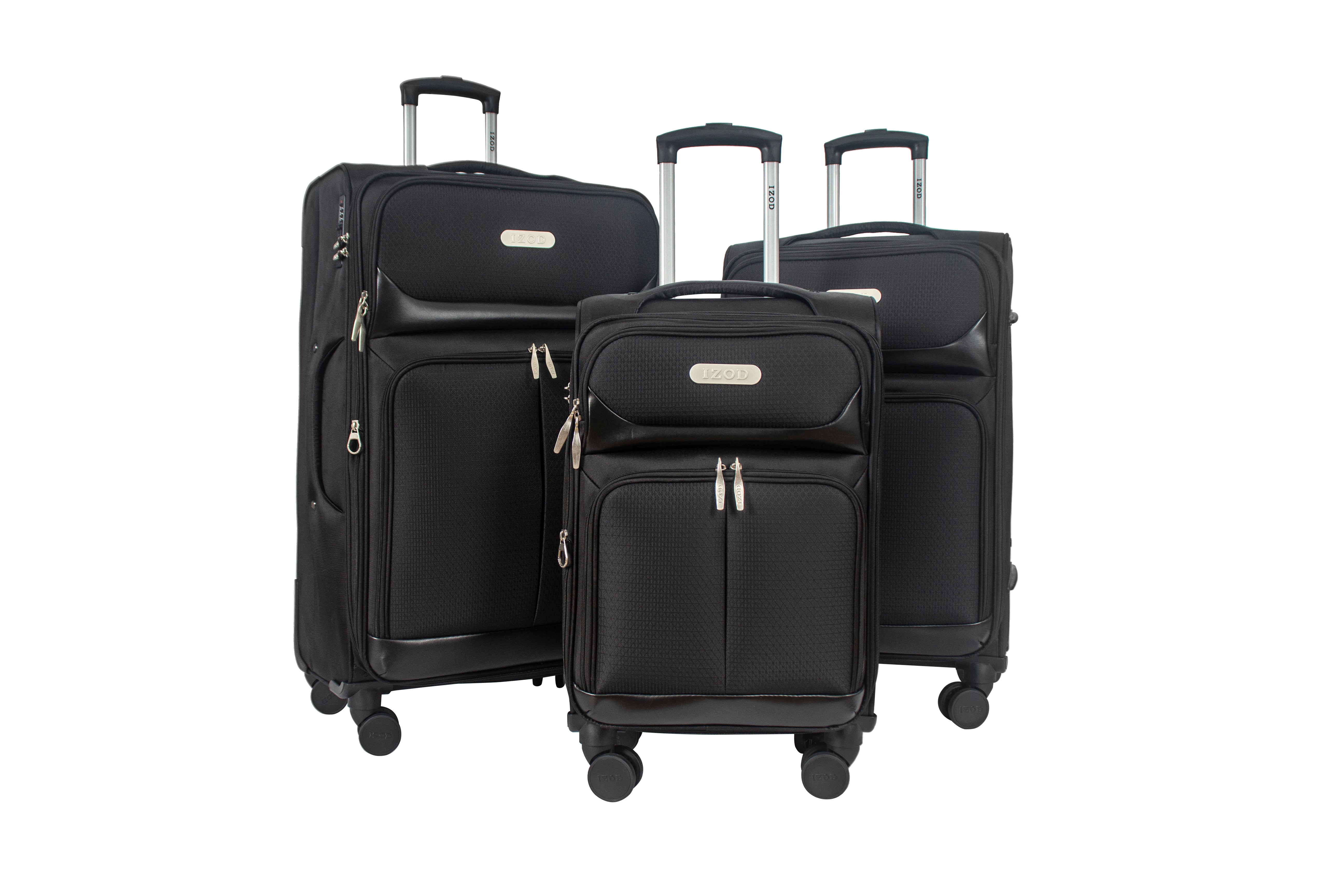 IZOD Ocean Soft Shell Lightweight Expandable 360 Dual Spinning Wheels Combo Lock 28", 24", 20" 3 Piece Luggage Set