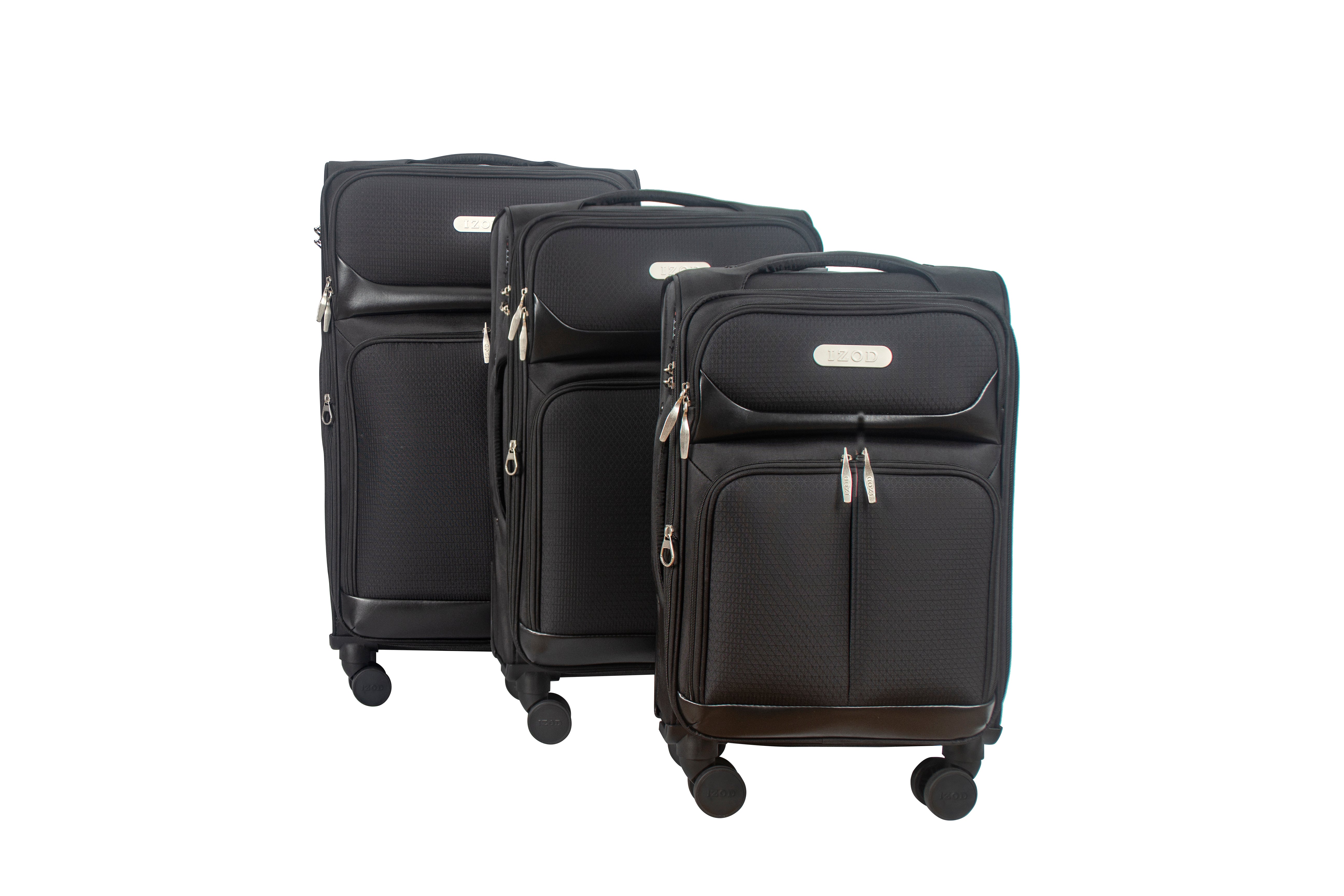 IZOD Ocean Soft Shell Lightweight Expandable 360 Dual Spinning Wheels Combo Lock 28", 24", 20" 3 Piece Luggage Set