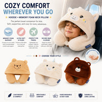IZOD Mimi Kids Memory Foam Travel Pillow with Hoodie