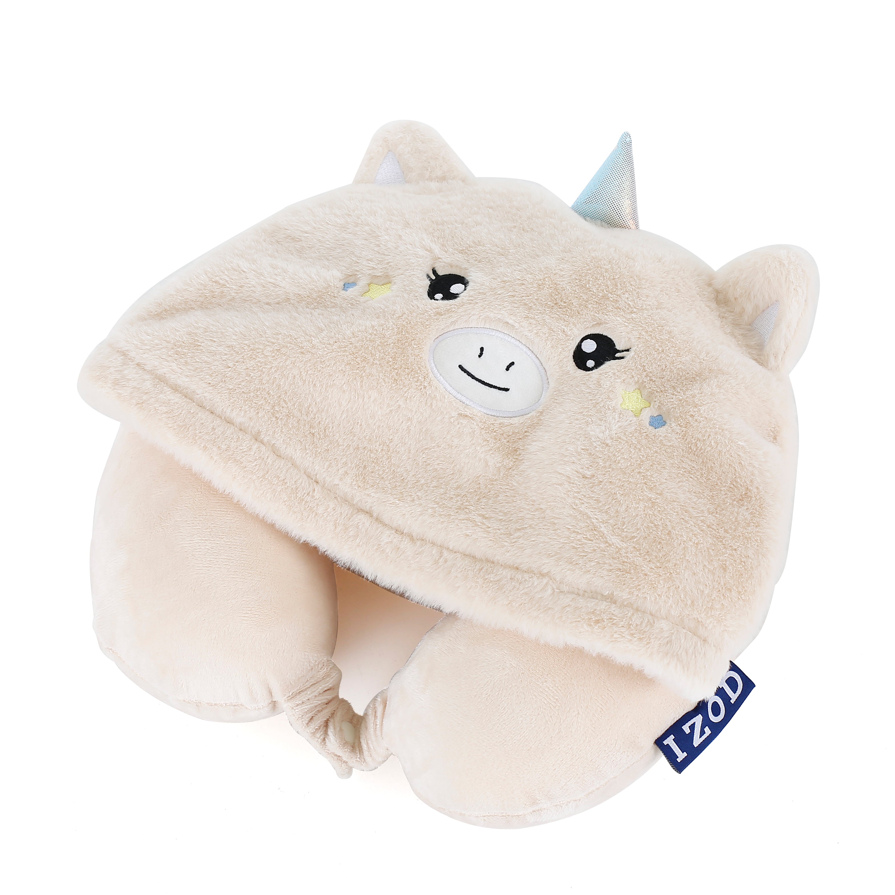 IZOD Mimi Kids Memory Foam Travel Pillow with Hoodie