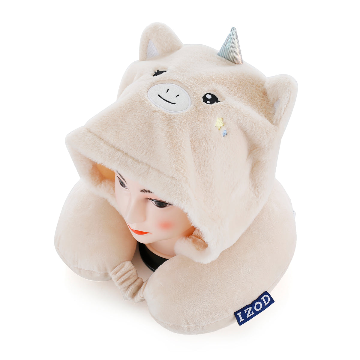 IZOD Mimi Kids Memory Foam Travel Pillow with Hoodie