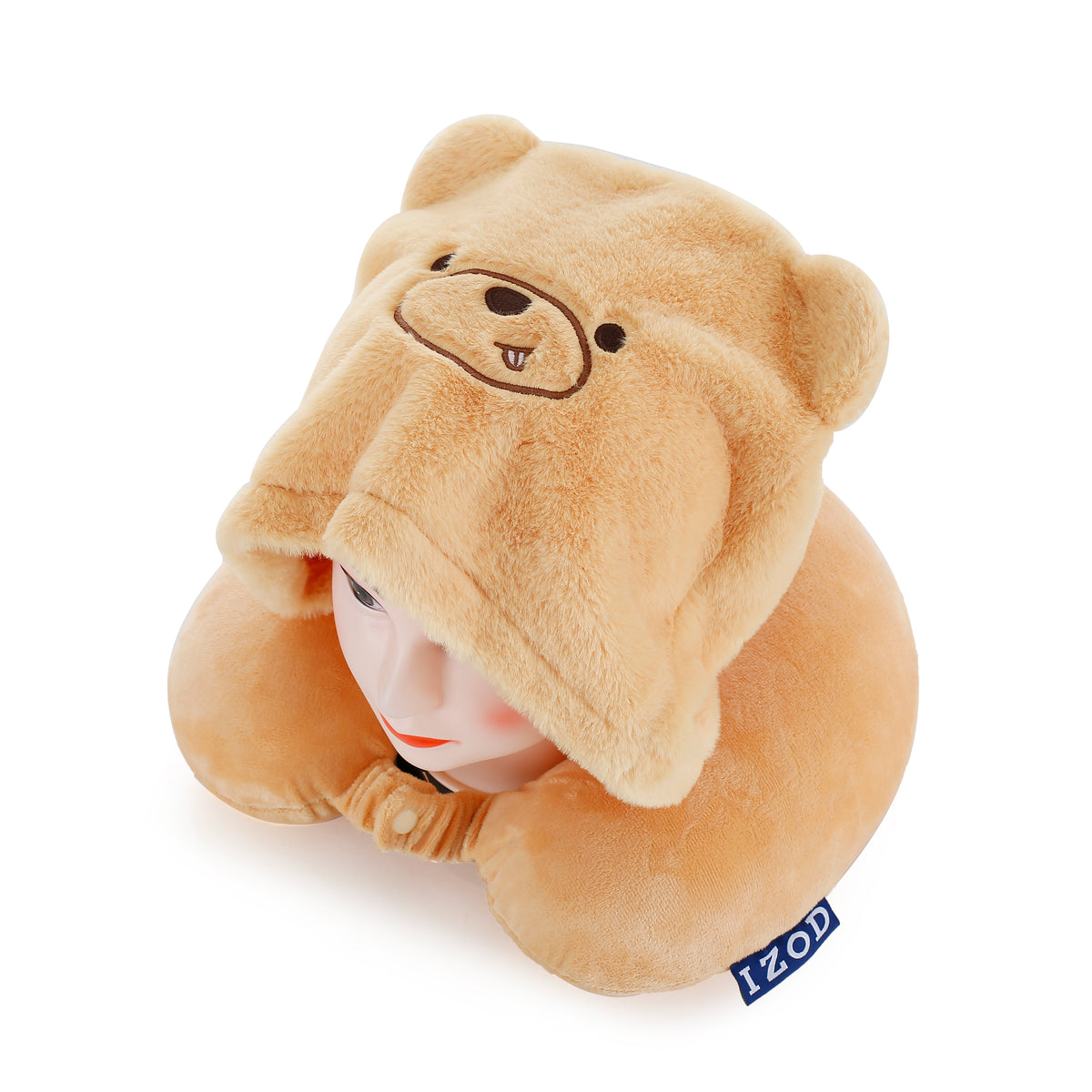IZOD Mimi Kids Memory Foam Travel Pillow with Hoodie