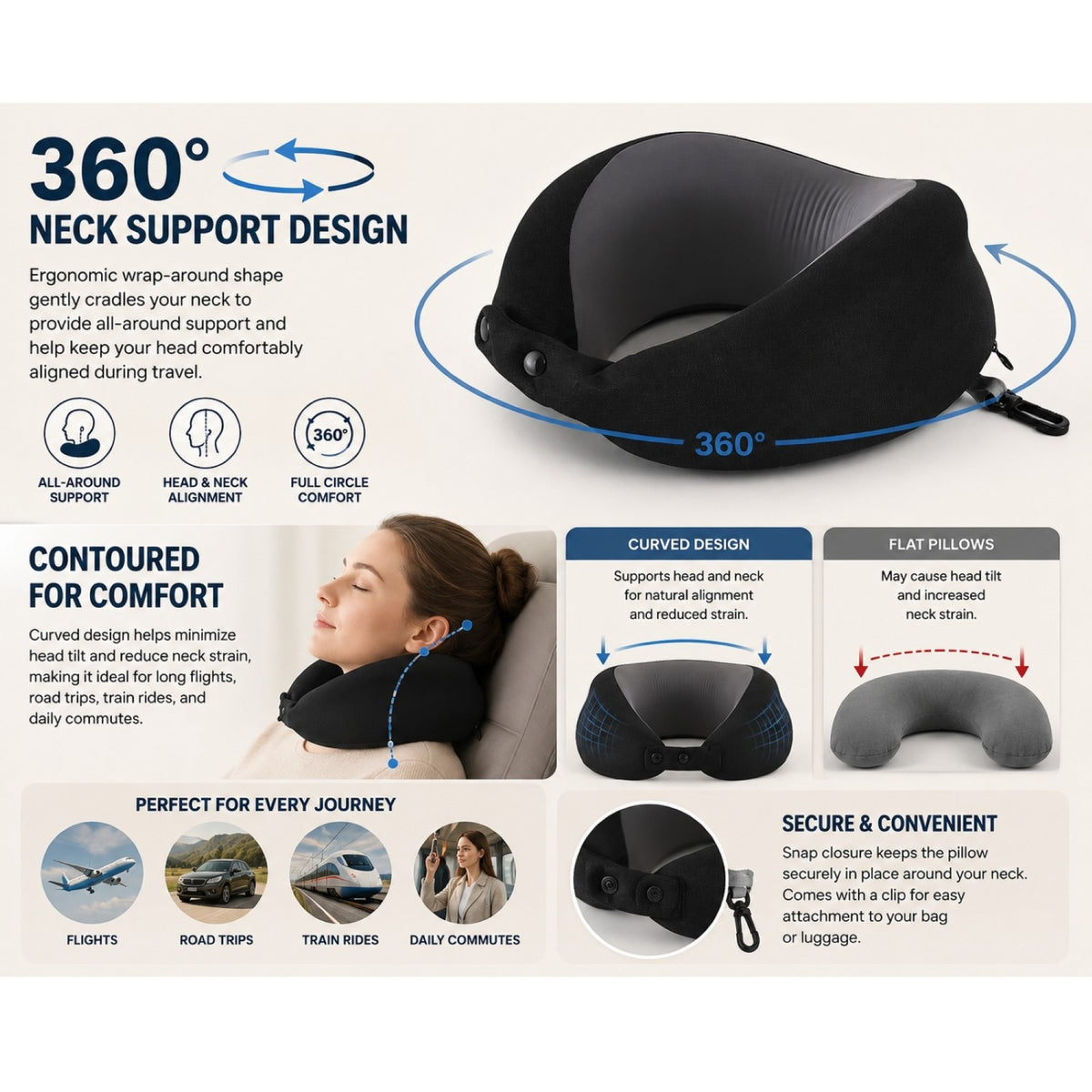 IZOD Moon Memory Foam Travel Neck Pillow