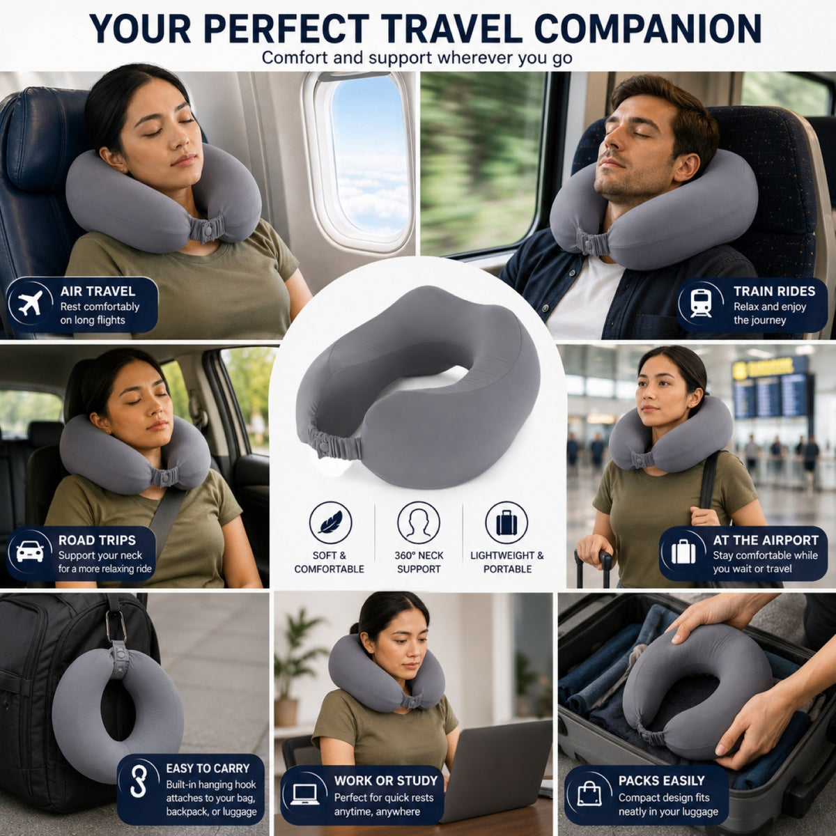 IZOD Cloud Memory Foam Travel Neck Pillow