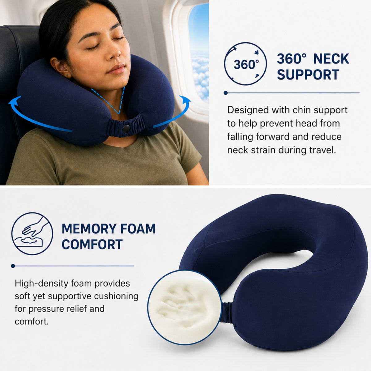 IZOD Cloud Memory Foam Travel Neck Pillow