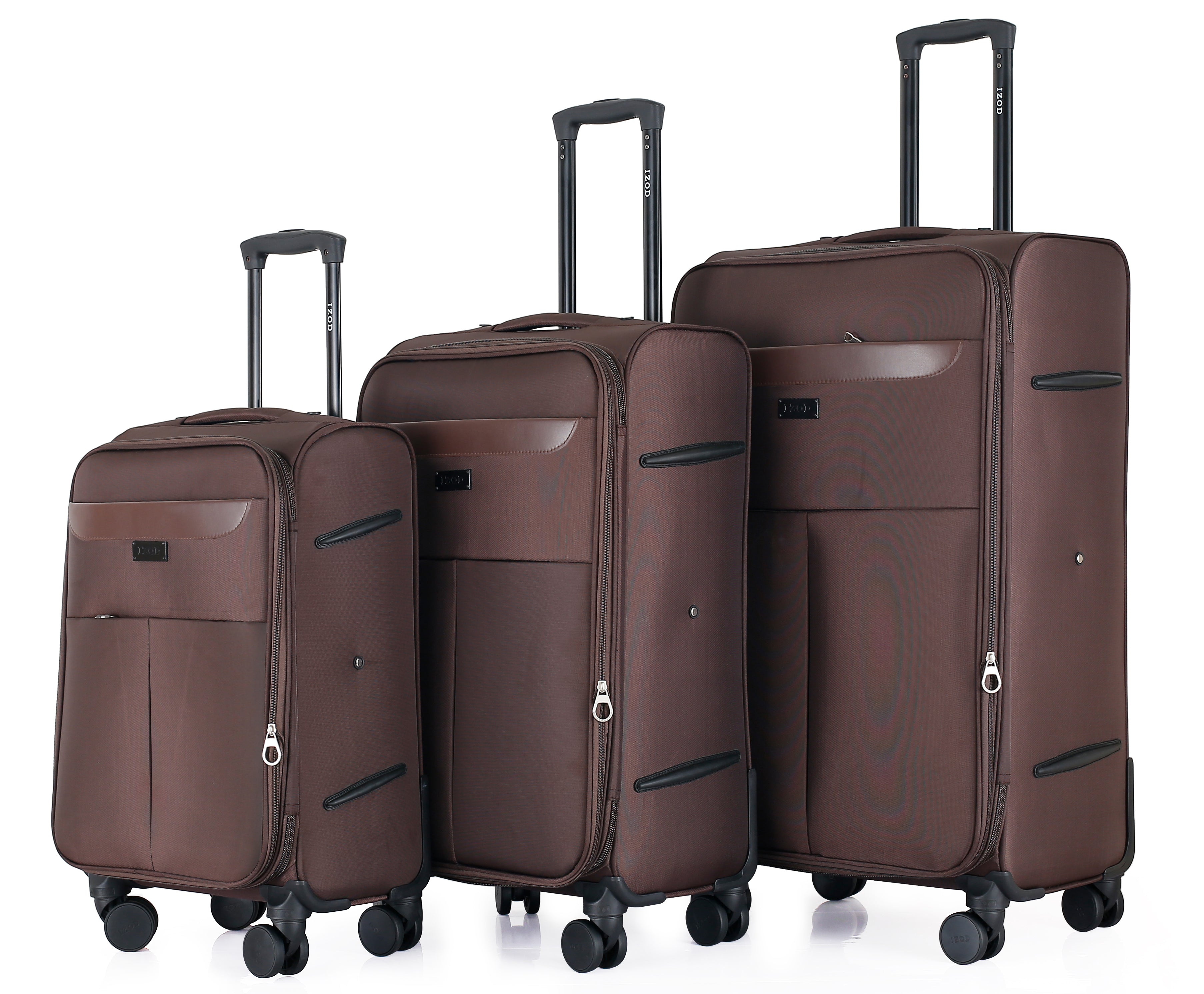 IZOD Noah Soft Shell Lightweight Expandable 360 Dual Spinning Wheels Combo Lock 28", 24", 20" 3 Piece Luggage Set