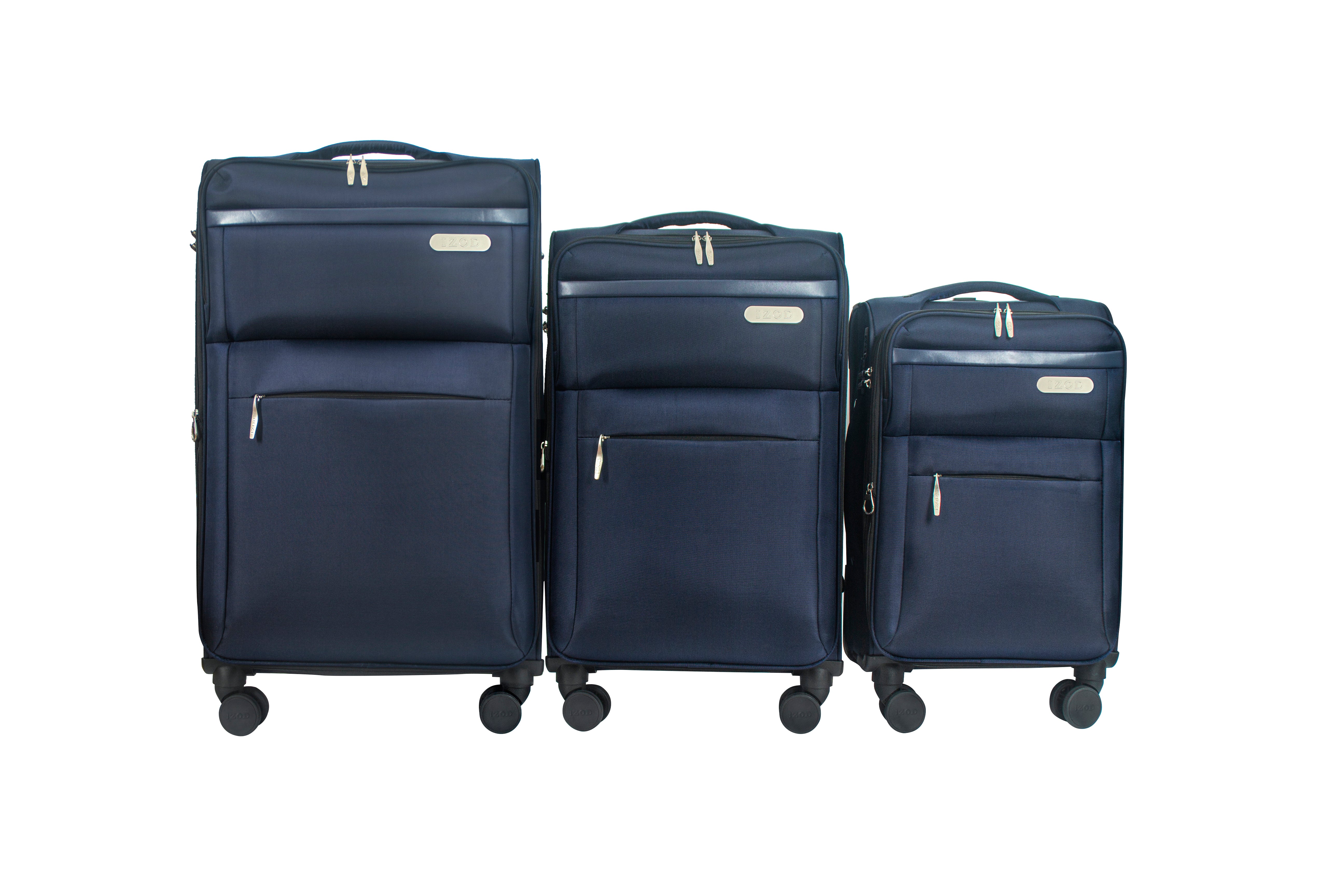 IZOD River Soft Shell Lightweight Expandable 360 Dual Spinning Wheels Combo Lock 28", 24", 20" 3 Piece Luggage Set
