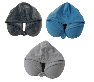 Twinkie 2 in 1 Travel Neck Pillow and Velvet Hoodie with Rest Neck Support and Eye Shield for Long Travels, Airplanes, Car Rides, Office