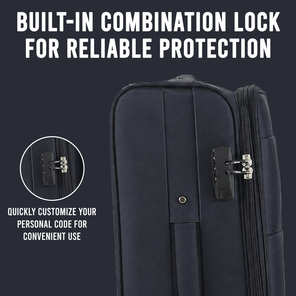 IZOD Liam Soft Shell Lightweight Expandable 360 Dual Spinning Wheels Combo Lock 28", 24", 20" 3 Piece Luggage Set