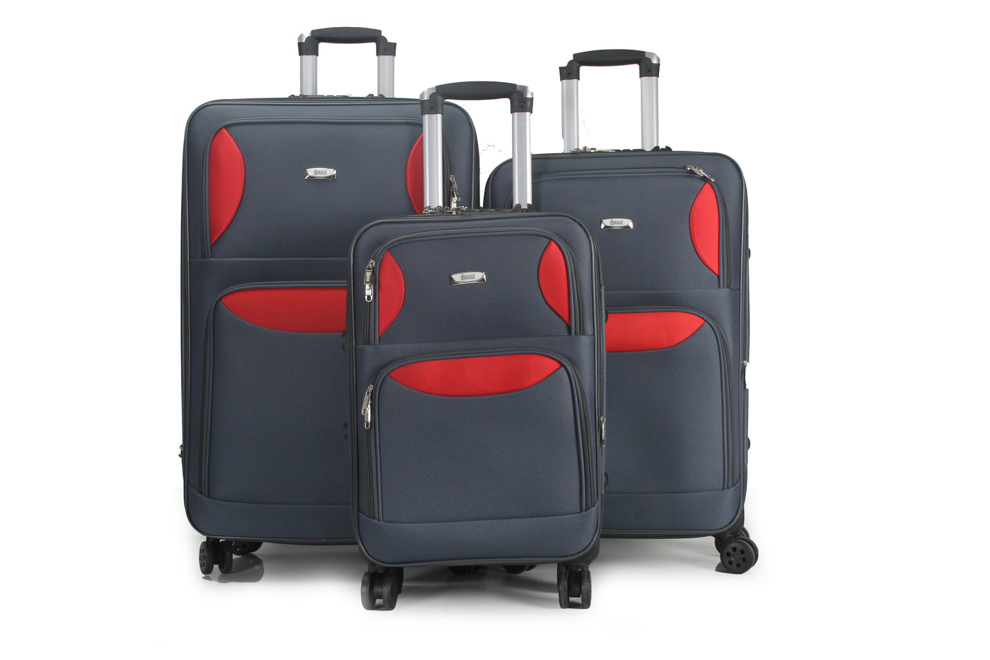 Mirage Zoe Soft Shell Lightweight Expandable 360 Dual Spinning Wheels Combo Lock 28", 24", 20" 3 Piece Luggage Set
