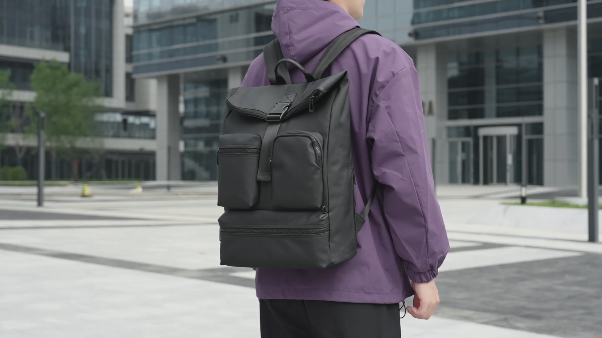 IZOD Milan Modern Roll-Top Travel Carry-On Backpack